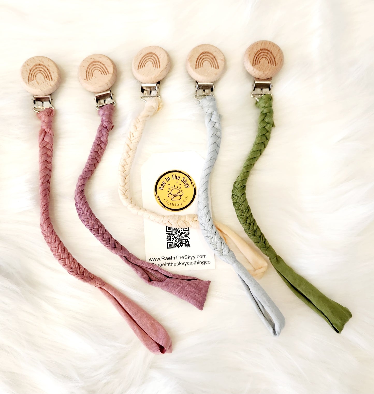 Braided Rainbow Pacifier Clip