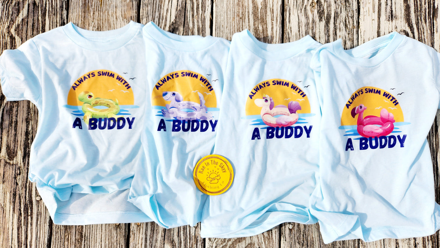Always Swim With A Buddy UNICORN Tee