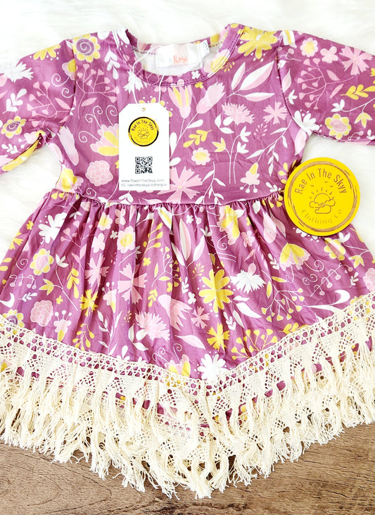 Violet Blooms Boho Fringe Dress