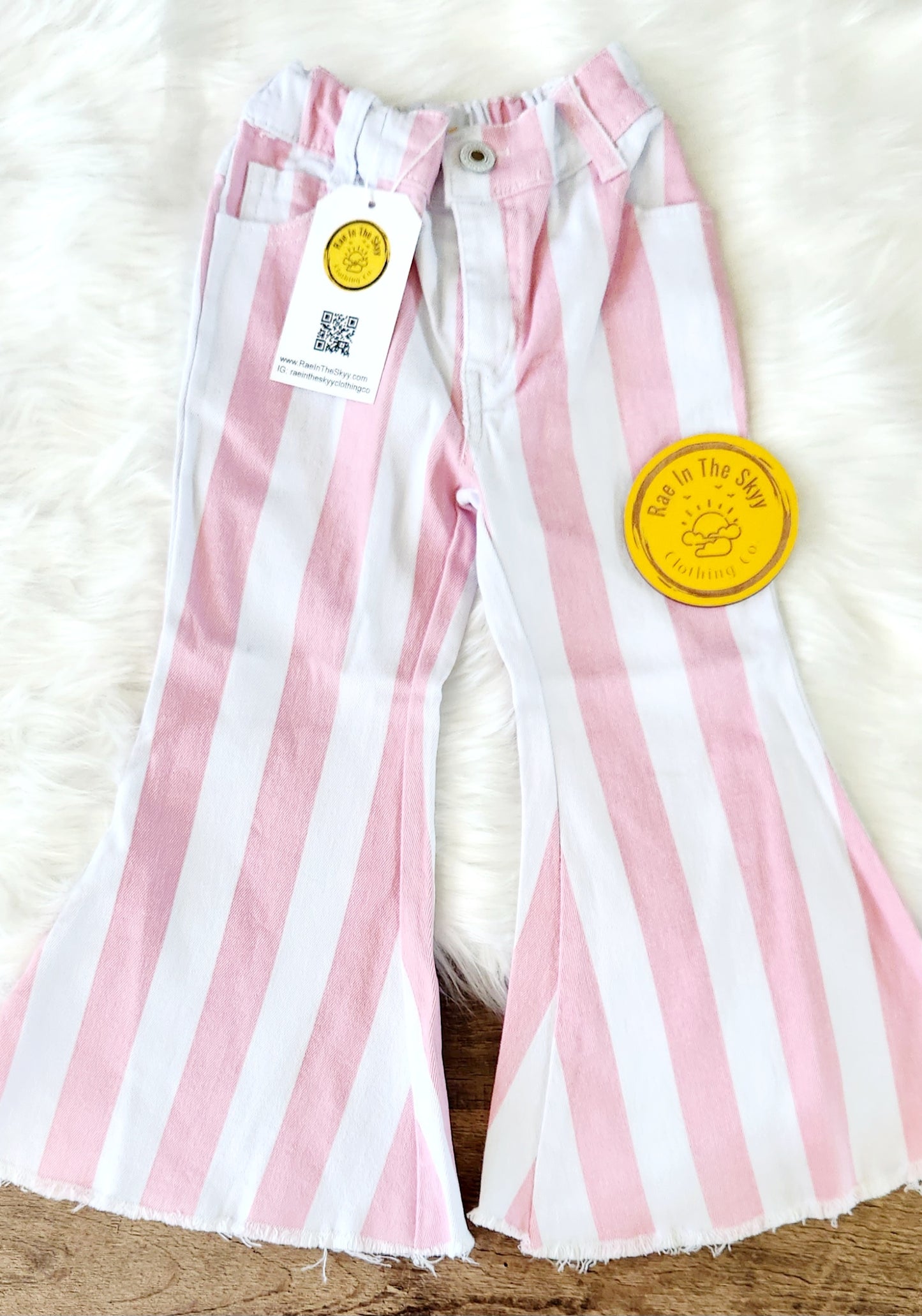 Pink Stripe Flare Denim