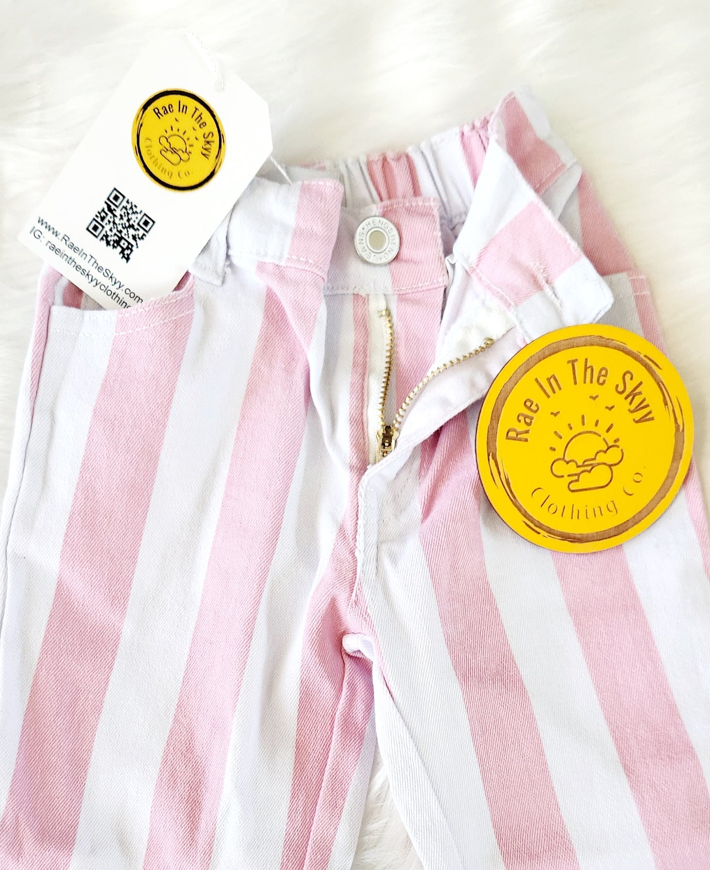 Pink Stripe Flare Denim