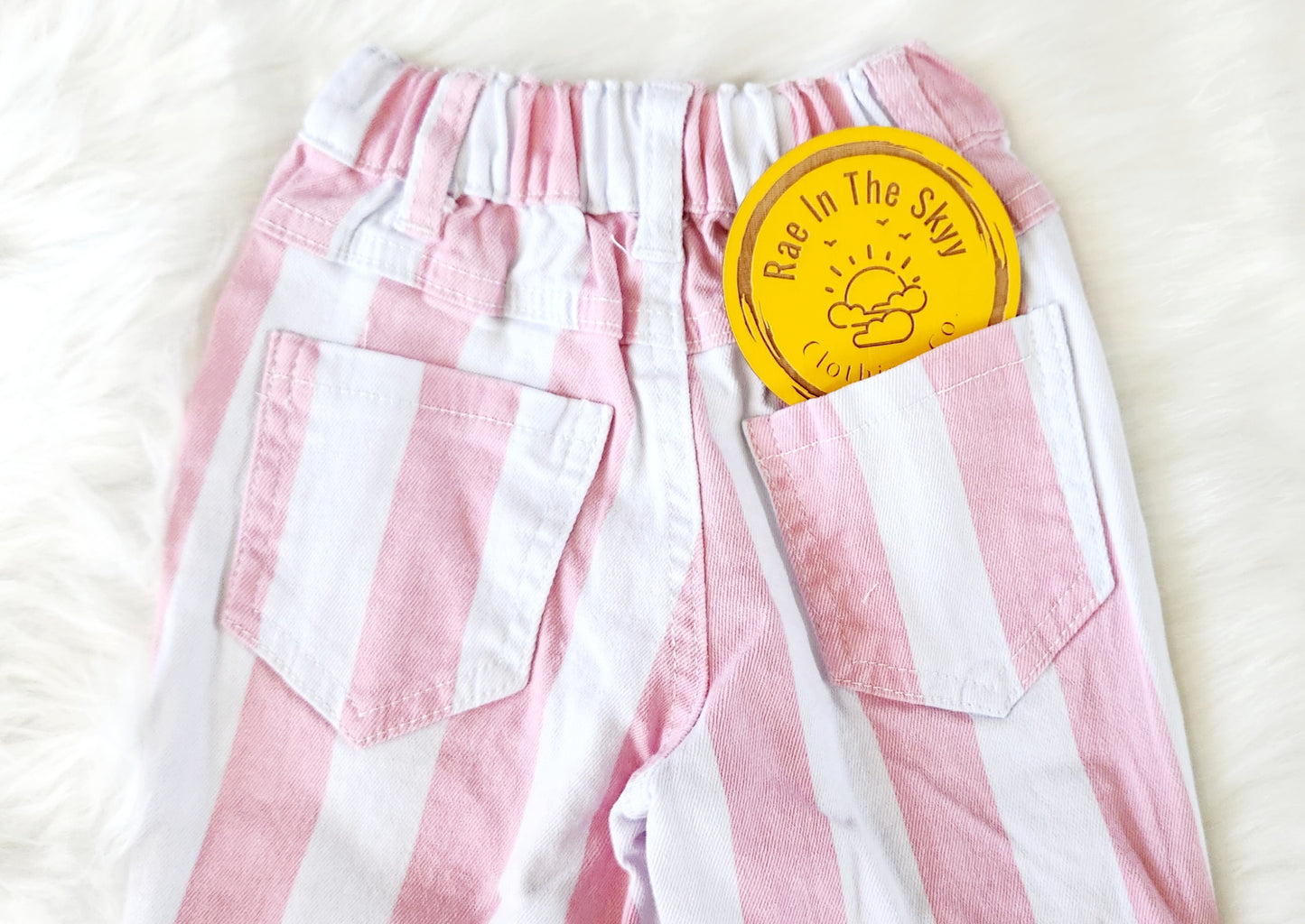 Pink Stripe Flare Denim