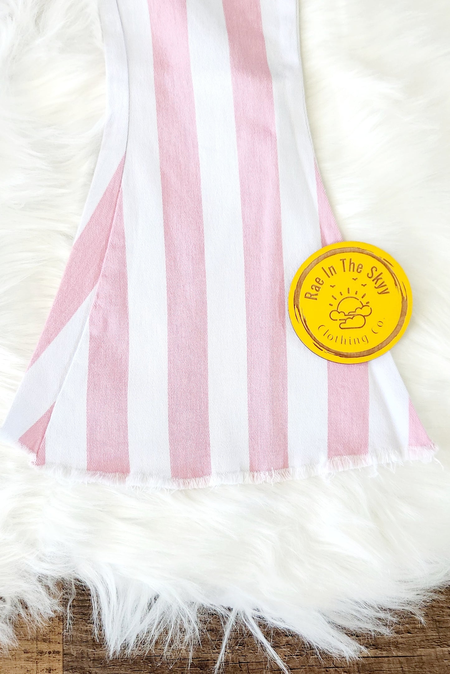 Pink Stripe Flare Denim