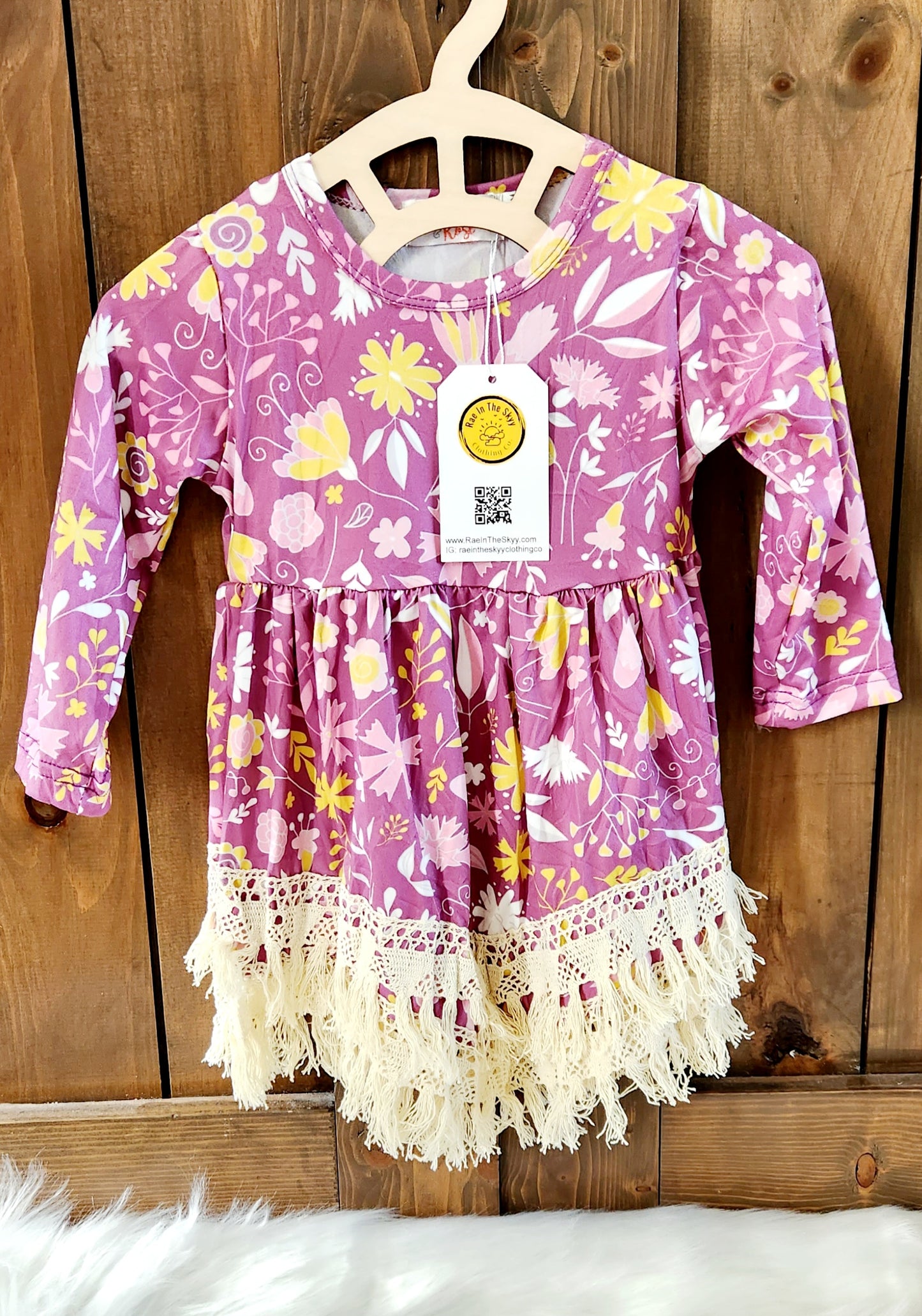 Violet Blooms Boho Fringe Dress