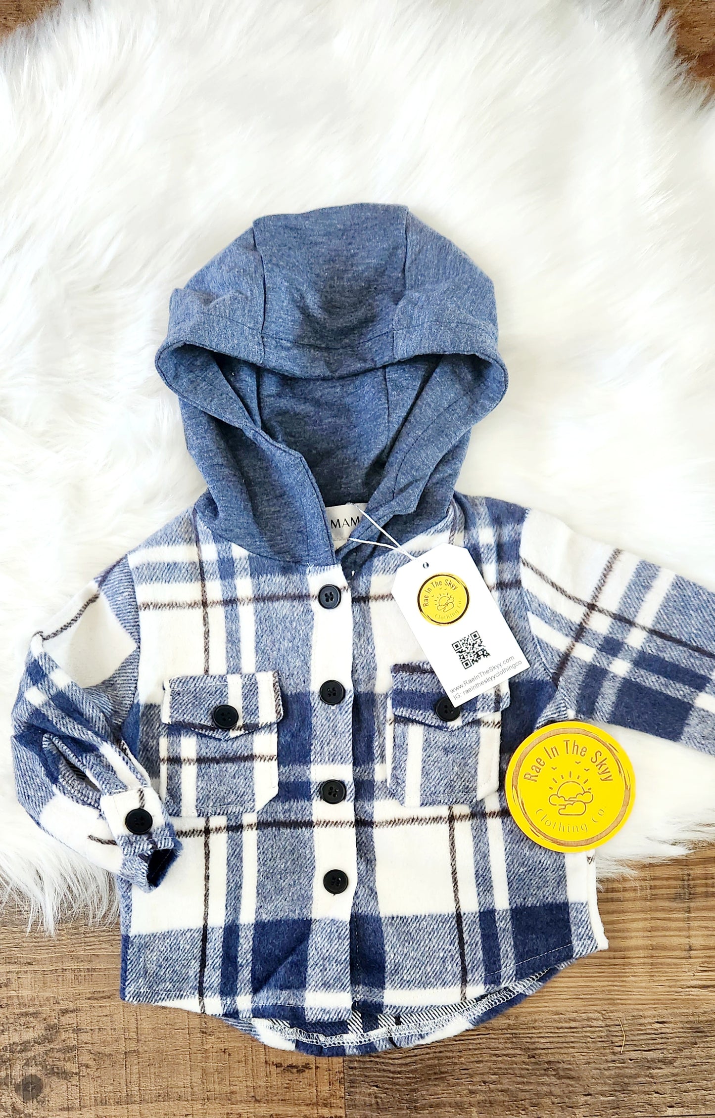 Navy Plaid Hooded Flannel